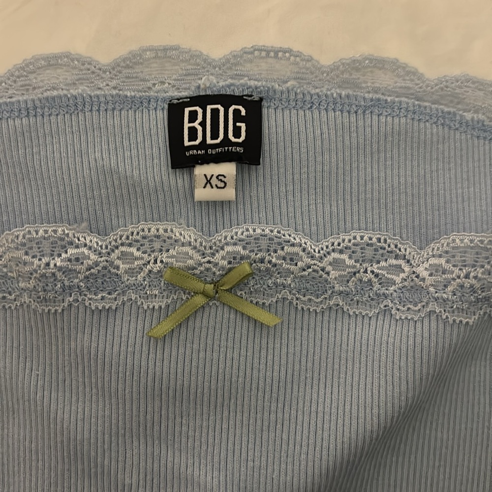 baby blue lace tank top with bow XS BDG Urban Outfitters